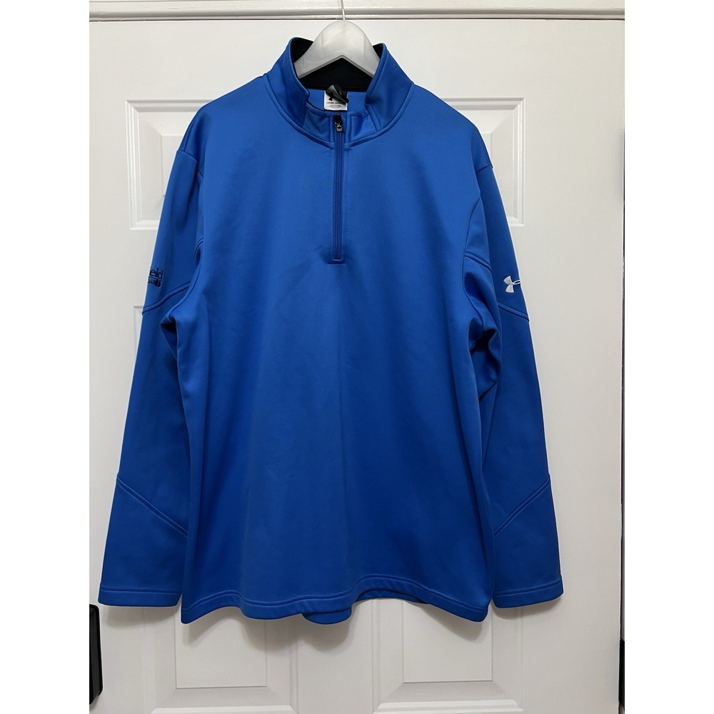 Under‎ Armour Golf Pullover Mens Large Blue 1/4 Zip Mock Neck Jacket Penfield
